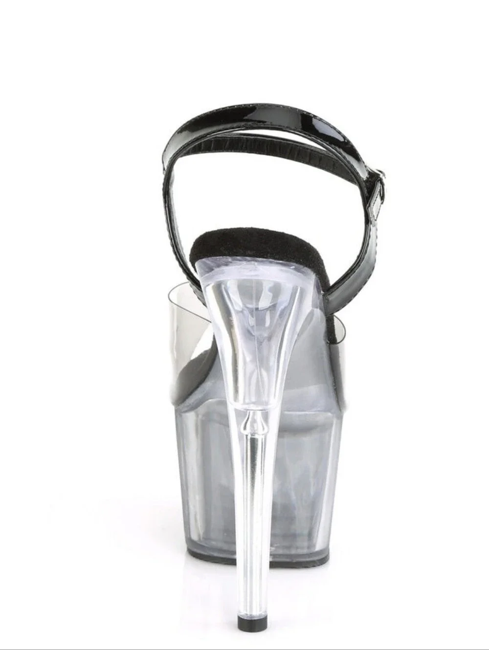 Pleasers Clear Platform High Heel Sandal with Black Accents